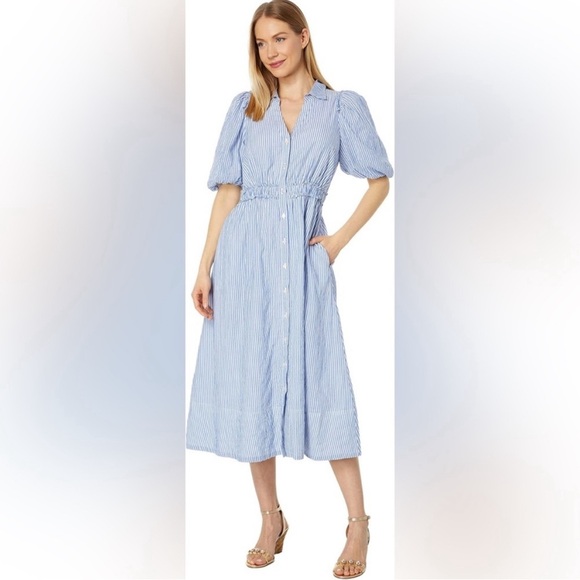 NWT Lilly Pulitzer Tassie Midi Dress Oxford Stripe Coastal Blue Size 6 - Picture 2 of 9